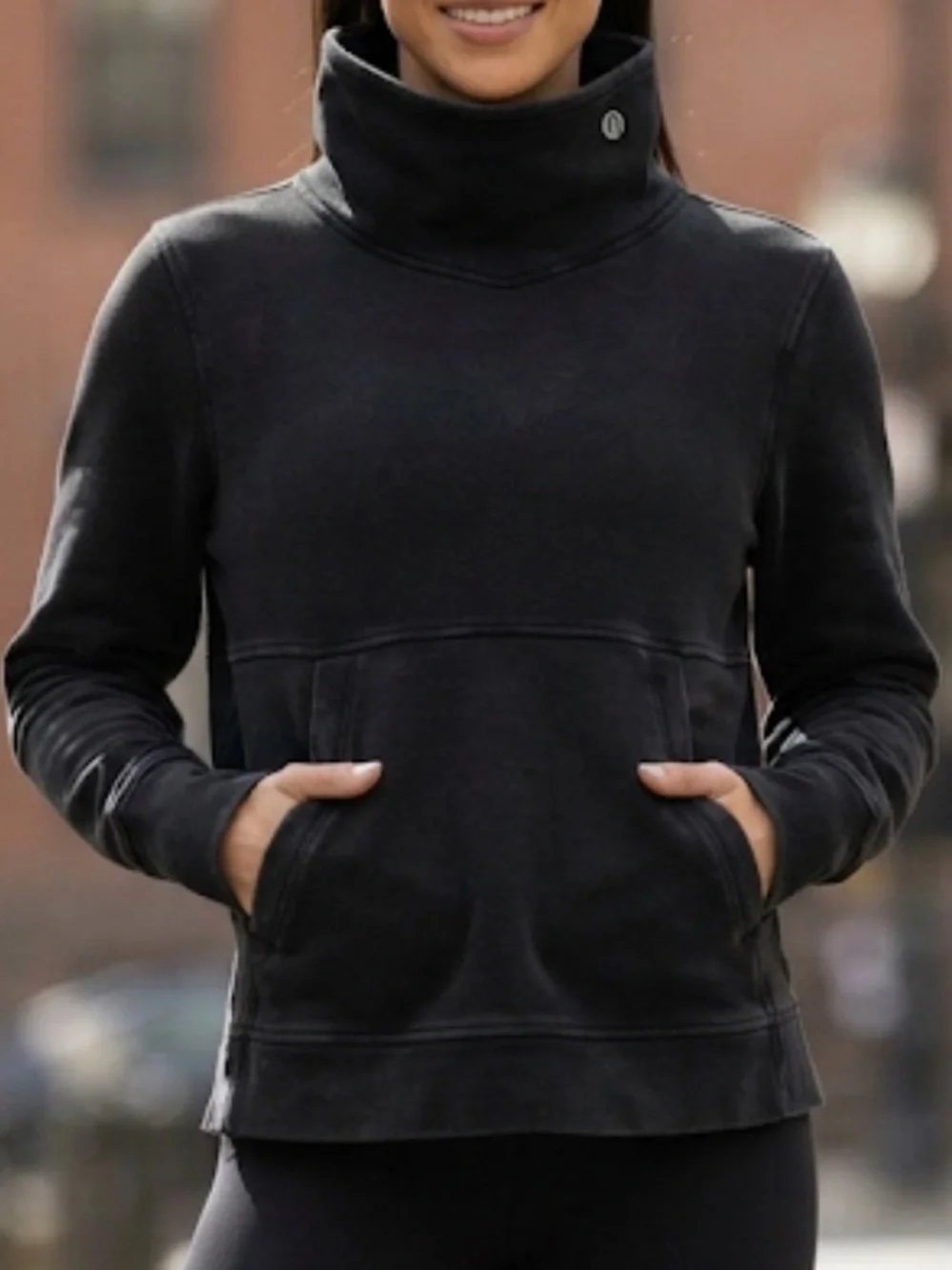 LULULEMON Press Pause Pullover French Terry Funnel Neck Black Size 2